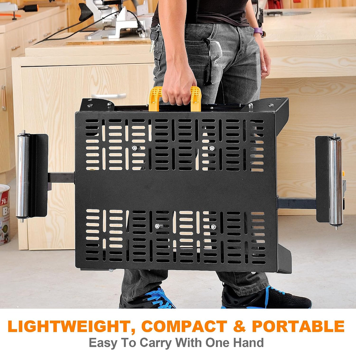 WORKESS Universal Miter Saw Stand with Grid Tabletop 300 lbs Load Capacity 6-Level Height Adjustment Table Saw Stand WK-MS046