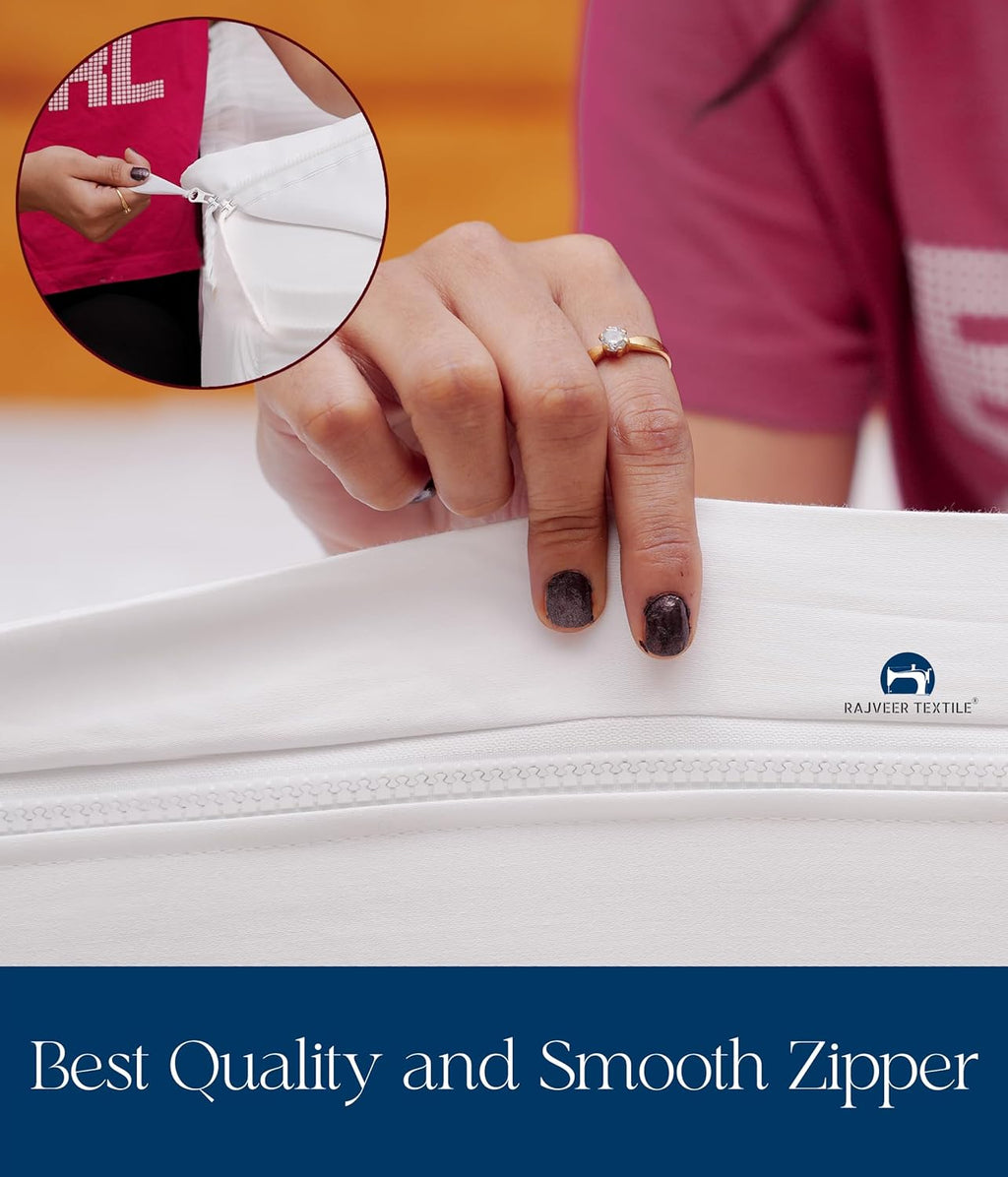 Zip On Fitted Sheet - Includes 1 Fitted Base + 2 Zip Sheet - Easy to Change, Won't Pop Off Twin Sheet- 600 TC Cotton Fitted Sheet- 18' Deep Pocket Twin Size- Light Grey