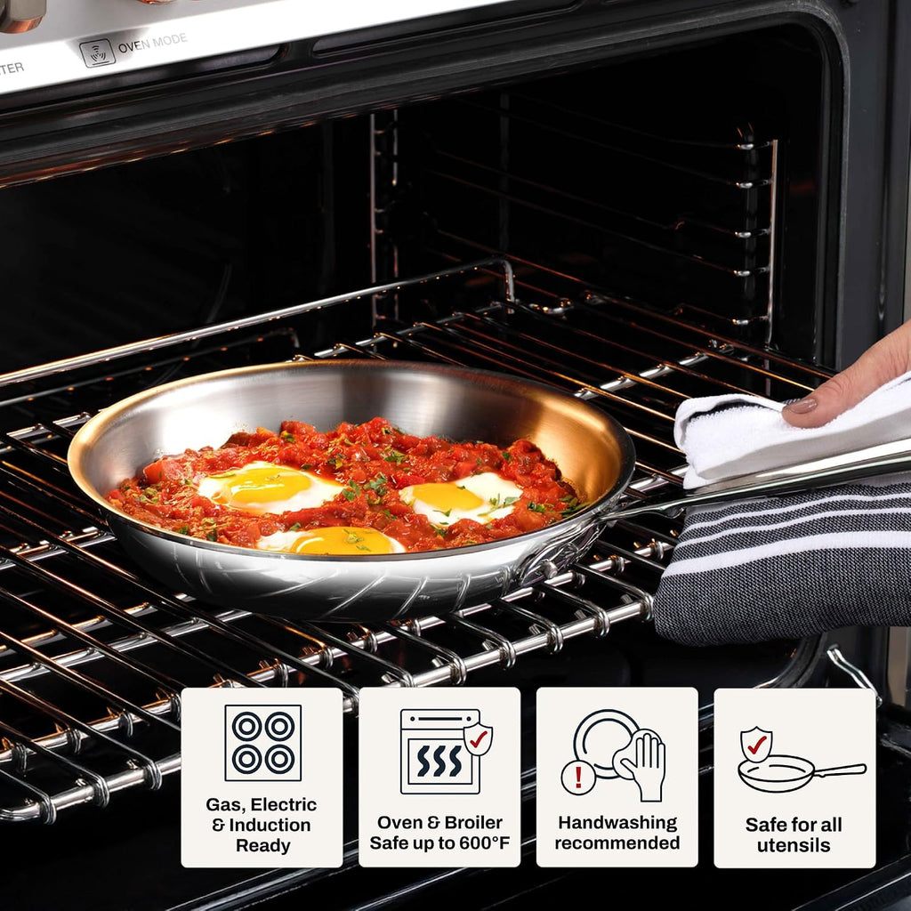 All-Clad D3® Stainless Steel 8 and 10 inch Frying Pans Set - Made in the USA- The Original Bonded Professional Cookware- Oven Safe & Induction Compatible