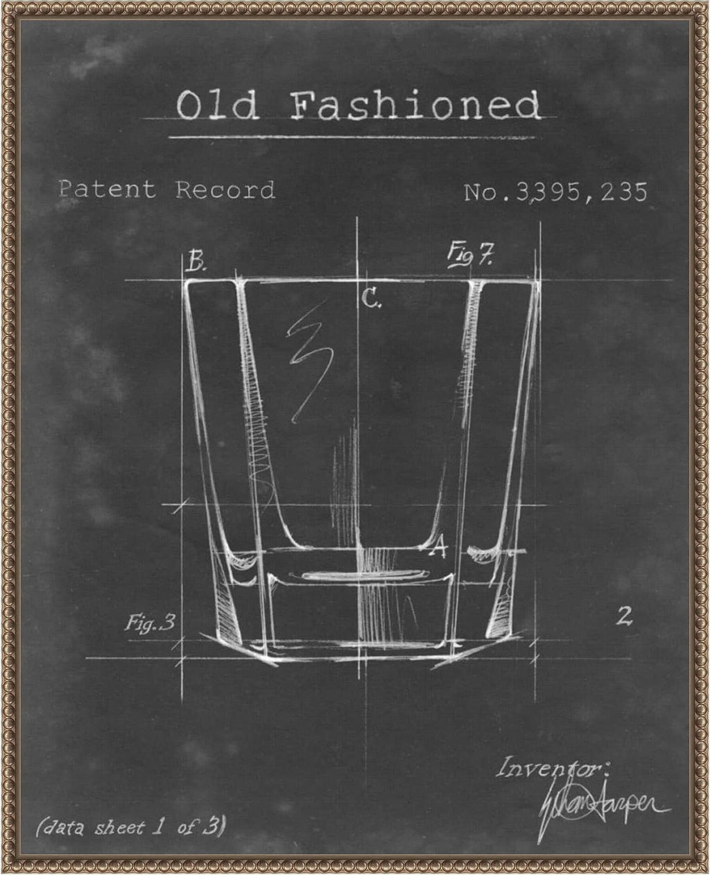 Amanti Art Framed Canvas Wall Art 28x23 Barware Blueprint I by Ethan Harper, Framed Wall Art Canvas, Architecture Artwork, Traditional Decor, Medium Poster Painting for Living Room, Bedroom, Bathroom