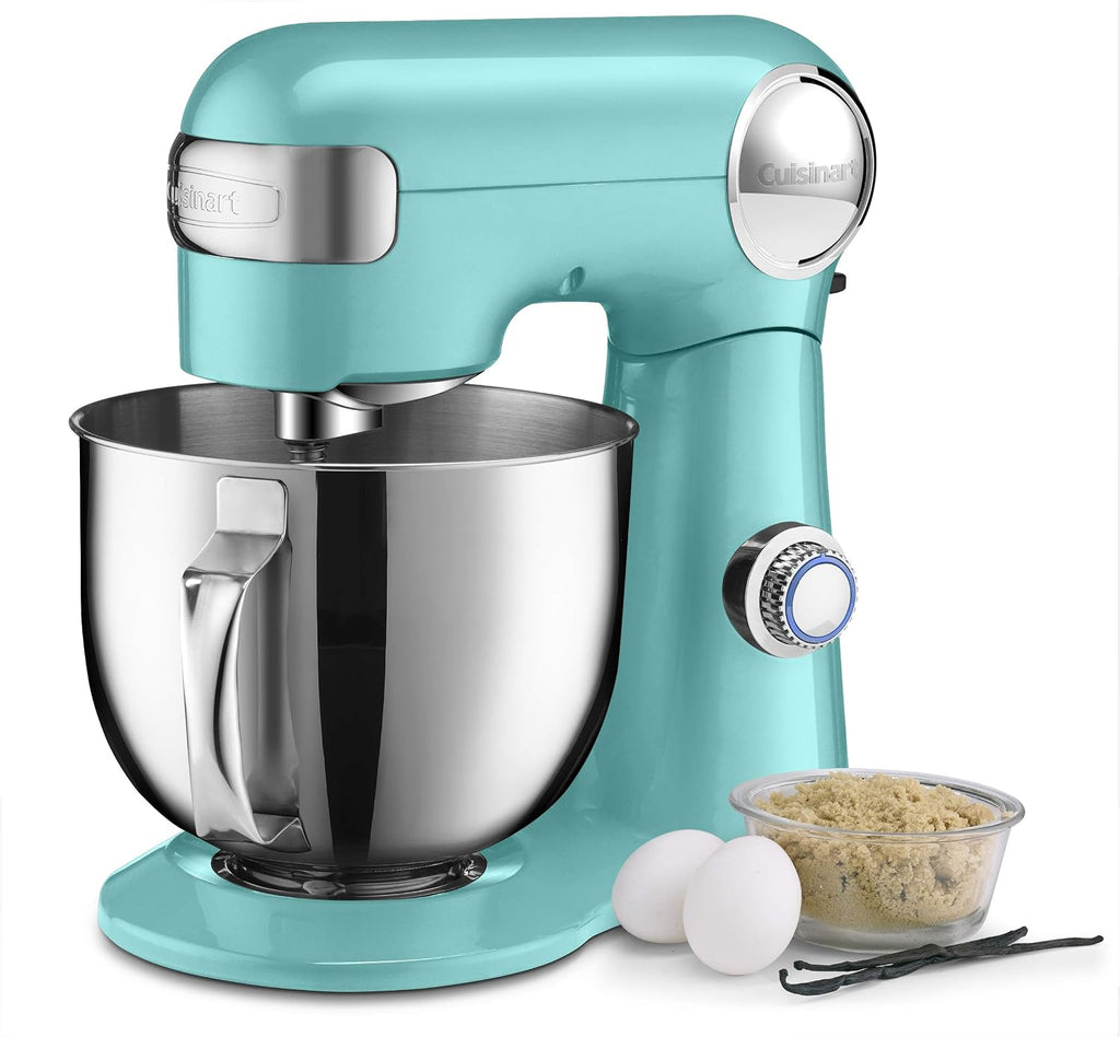 Cuisinart Stand Mixer, 12 Speed, 5.5 Quart Stainless Steel Bowl, Chef's Whisk, Mixing Paddle, Dough Hook, Splash Guard w/ Pour Spout, Periwinkle Blue, SM-50TQNAS