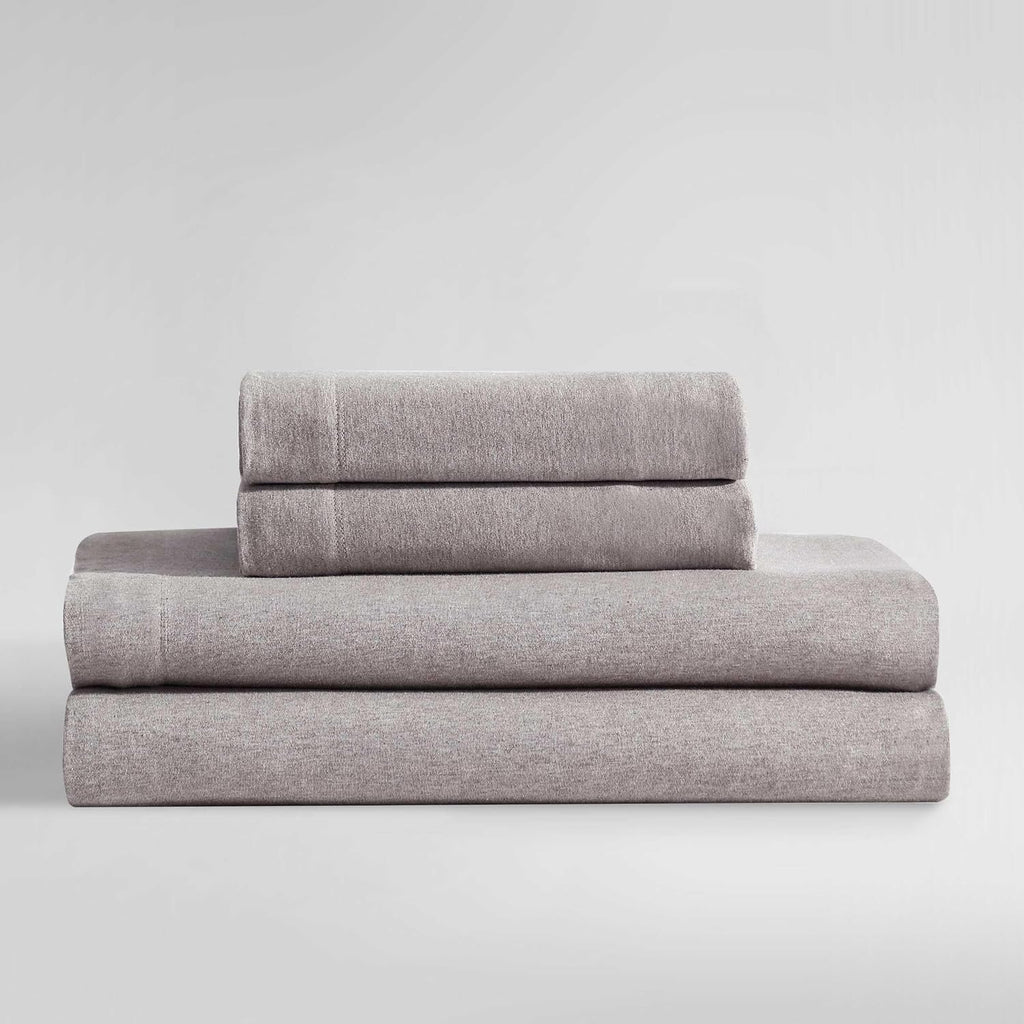 Calvin Klein - Queen Size Sheets Set, Naturally Soft Cotton-Blend Melange Jersey Bedding - Bed Sheets with Matching Pillowcases & Fitted Sheet (Modern Cotton Brown)