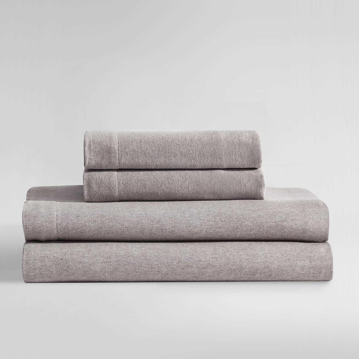 Calvin Klein - Queen Size Sheets Set, Naturally Soft Cotton-Blend Melange Jersey Bedding - Bed Sheets with Matching Pillowcases & Fitted Sheet (Modern Cotton Brown)