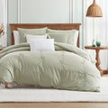 Peri Home Bows Duvet Cover Set 100% Cotton 3-Piece Bedding, King, Green Sasha Bows