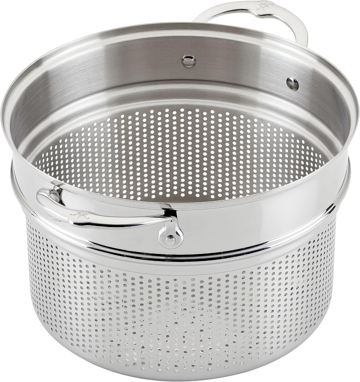 Hestan Provisions 8-Quart Stainless Steel Pasta Insert and Steamer Basket - Fits 8 Qt Stock Pots, 18/10 Stainless Steel, Dishwasher Safe