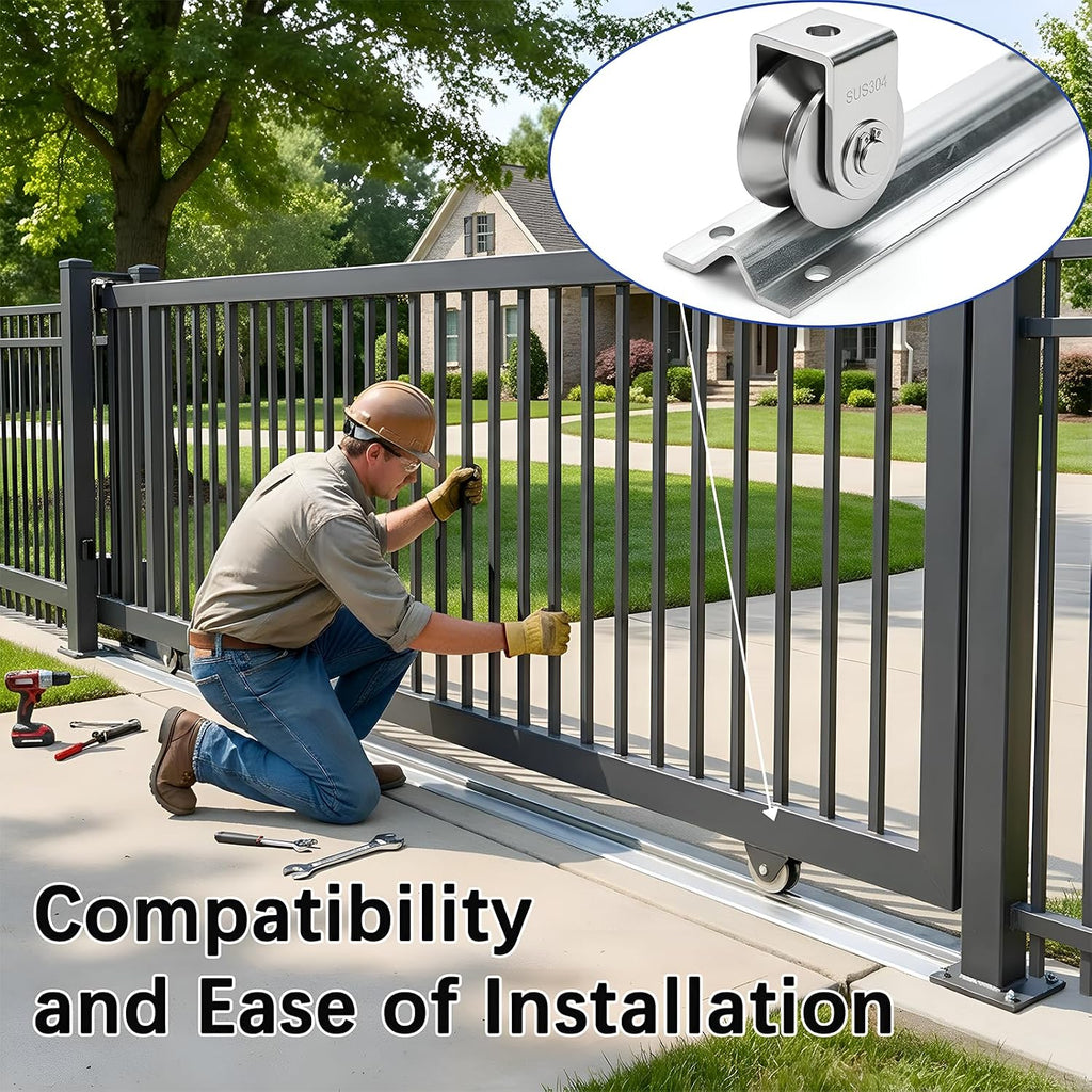 20Ft Heavy Duty Inverted V-Track (4FT×5),for 1' Od V-Groove Rollers for Sliding Gate Systems,Includes Hammer Drive in Anchors for Sliding Car Entry Doors & Rolling Driveway Gate