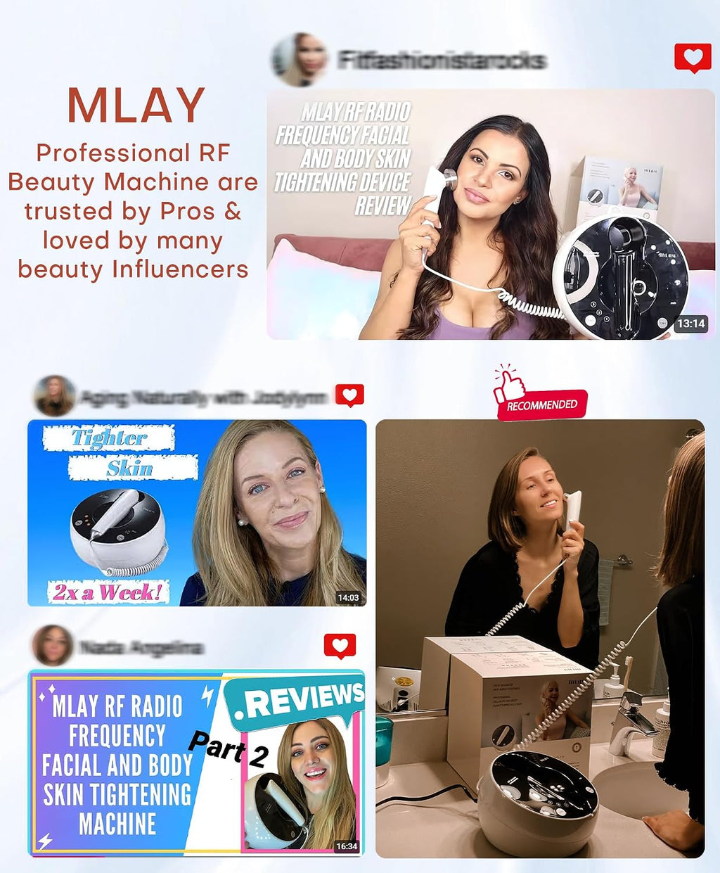 MLAY Professional RF Beauty Machine, Radio Frequency Face Machine with 2 Probes, at Home Radio Frequency Skin Tightening for Lifting, Wrinkle Reducing, Anti Aging - Salon Effects（Gel Included）