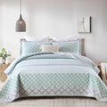 SahSahCasa Quilt King Size, King Quilt Set, 100% Cotton Floral Quilt, King Quilt Bedding Set Bedspreads, Patchwork Reversible Lightweight Comforter Bed Spread for All Season, Green/Gray