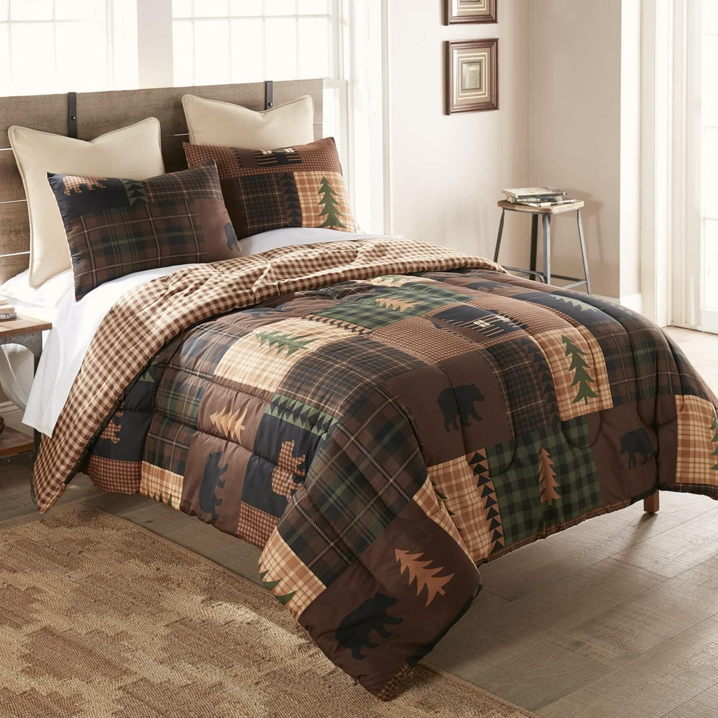 Donna Sharp Brown Bear Cabin-King Comforter Set, Measures 104 x 96, Includes 1 Comforter and 2 King Shams, Machine Washable