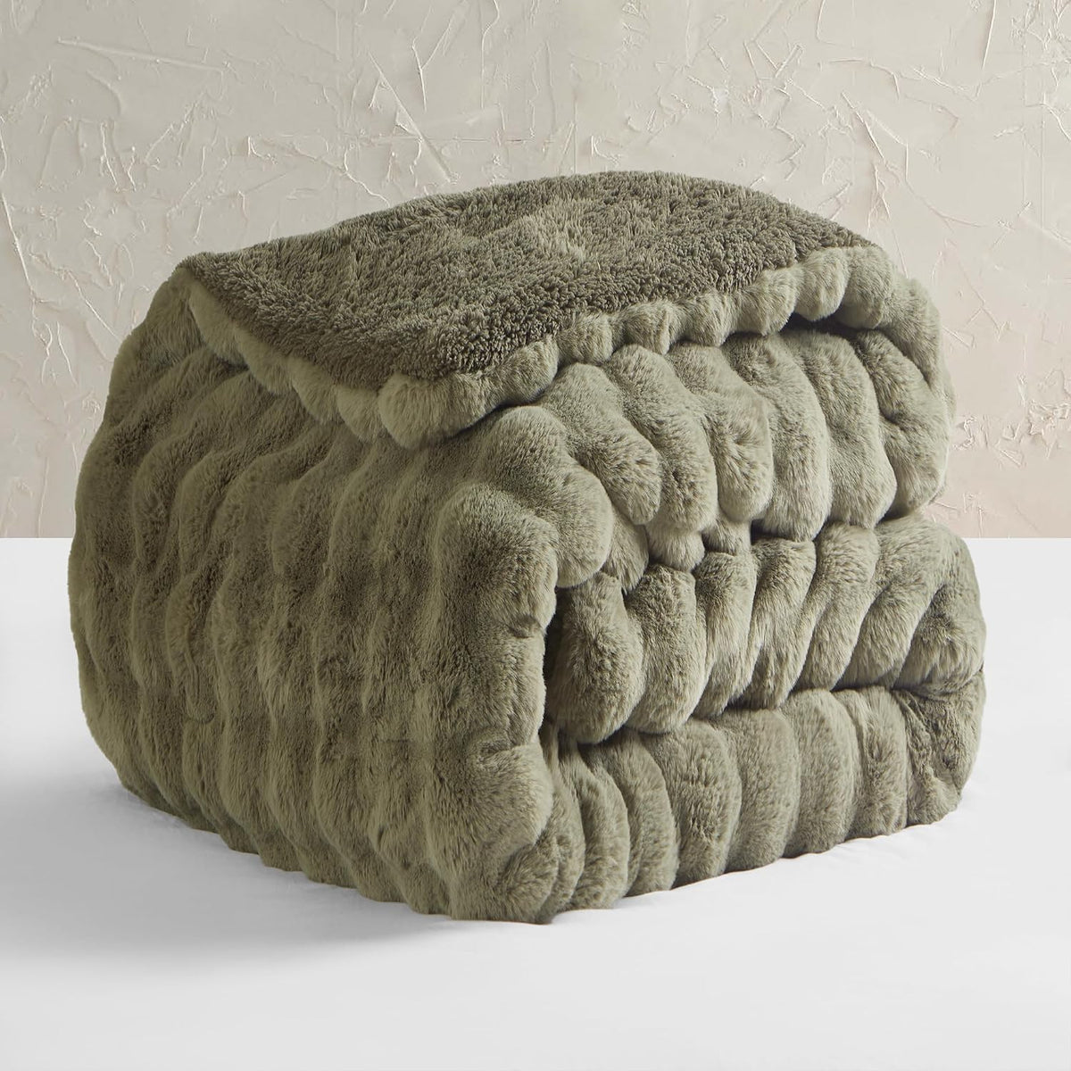 Byourbed Snowball Chunky Bunny - Coma Inducer® Oversized Queen Comforter - Olive Earth