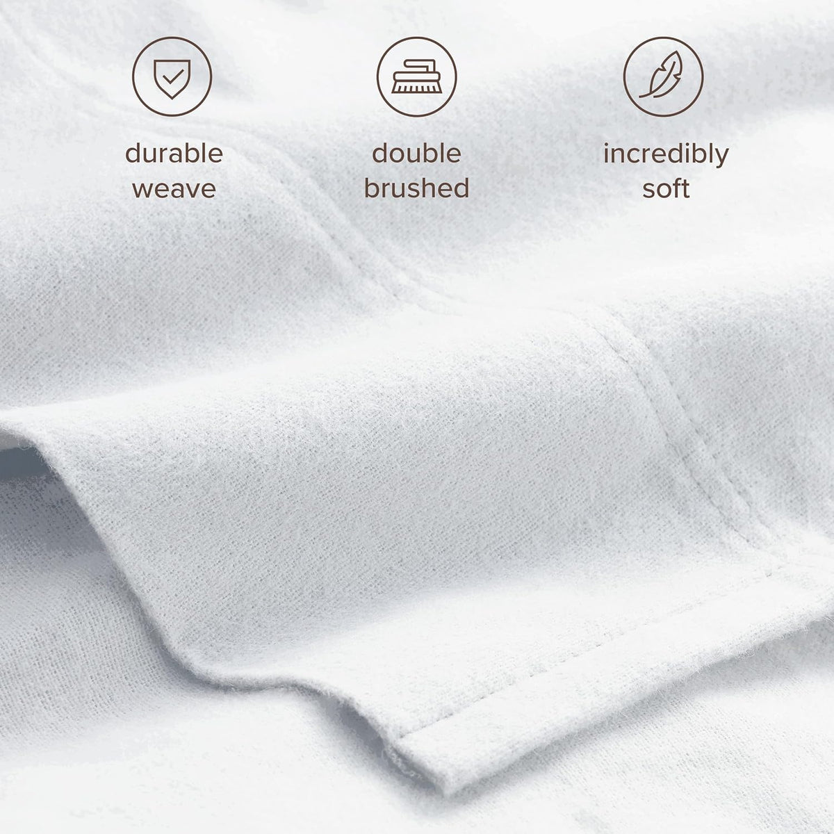Bare Home Organic Cotton Flannel Sheet Set - Split King Size - 100% Cotton - Double Brushed for Extra Softness & Comfort - Warm, Cozy, and Durable - Breathable - Bed Sheets (Split King, White)