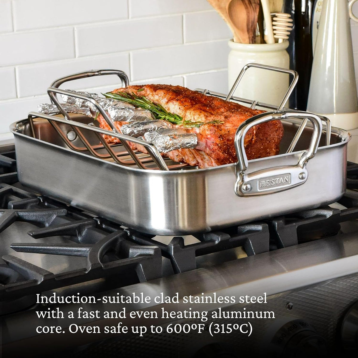 Hestan Provisions – 16.5' Classic Clad Roaster with Stainless Steel Rack