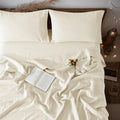 LBRO2M 100% Pure Linen Sheet Set Deep Pocket Up to 16' Bed Sheets Sets, Natural Flax Beddings Soft, Breathable, Comfortable for All Seasons 4 Pcs Sheet Set Queen Size, Beige