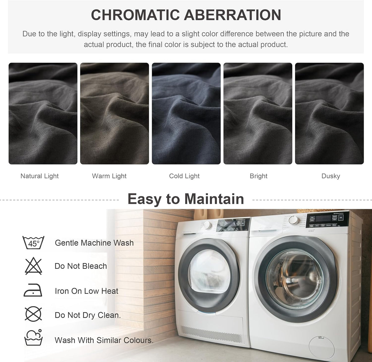 Simple&Opulence 100% Linen Duvet Cover Set, Natural French Flax Dark Grey Duvet Cover Twin Size, Breathable Soft Comfy Linen Bedding Comforter Cover with 1 Pillowcase(Dark Grey, 68'x86')