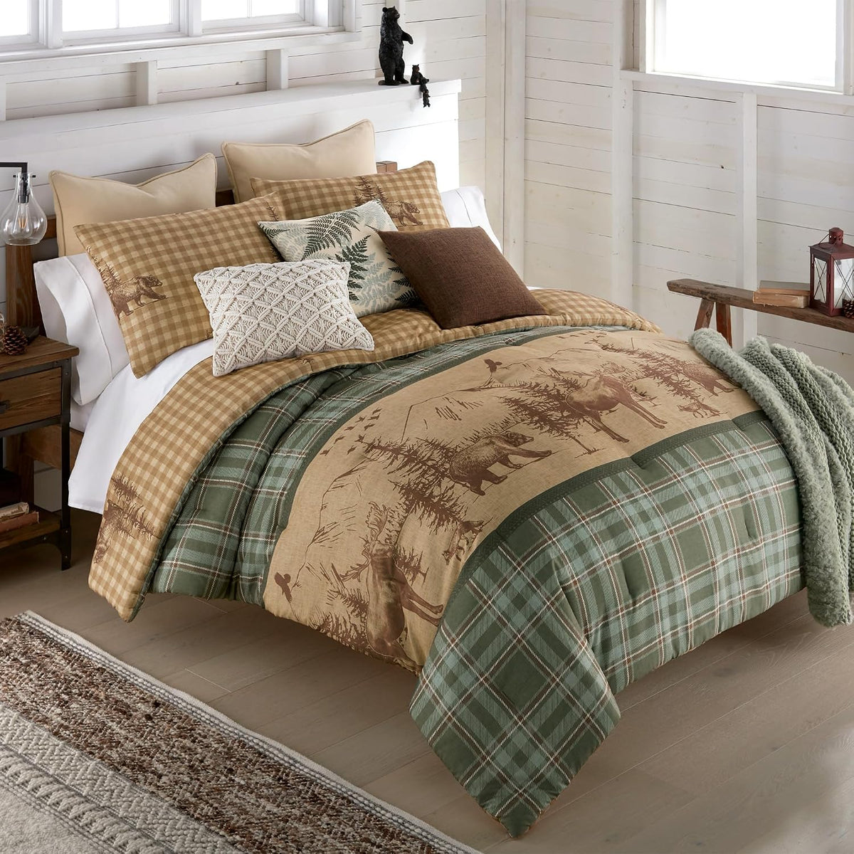 Donna Sharp Spruce Trail-King Comforter Set, Measures 104 x 96, Includes 1 Comforter and 2 King Shams, Machine Washable