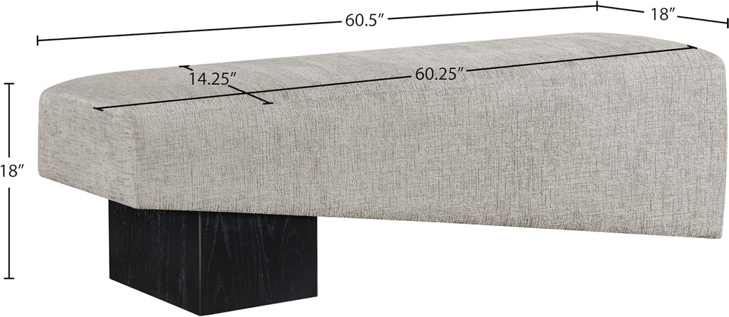 Meridian Furniture Alora Grey Polyester Fabric Bench