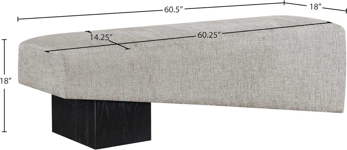 Meridian Furniture Alora Grey Polyester Fabric Bench