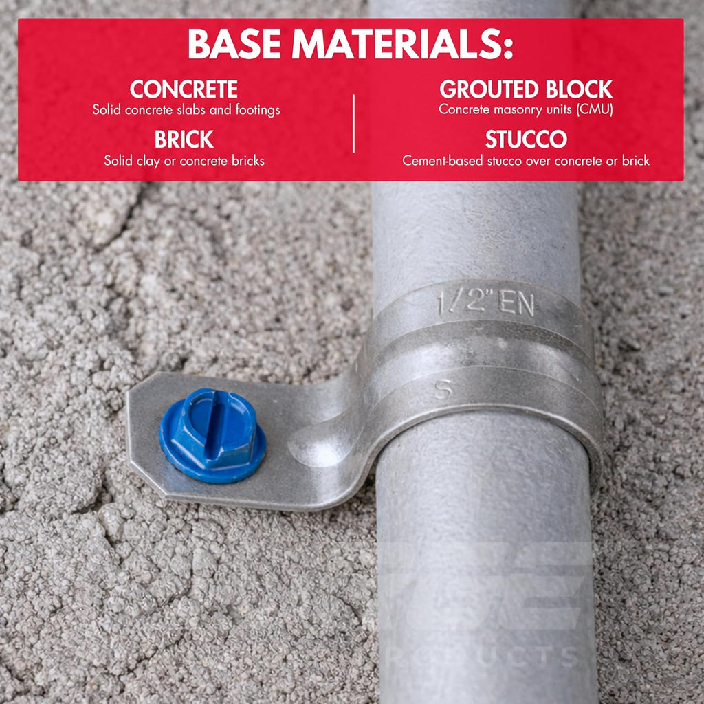 1/4' x 3-1/4' Hex Head Blue Concrete Screw Anchor with Drill Bit & Driver (Box of 500) | Masonry Screws for Concrete, Block, and Brick