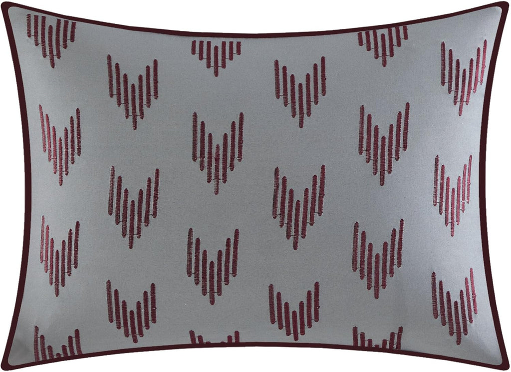 Chic Home Burgundy Bed in a Bag Comforter Set, Queen Size (10 Pieces), Ayelet - Color Block Stripe Premium Microfiber Bedding - Comforter, Flat & Fitted Sheet, Shams, Pillowcases & Decorative Pillows