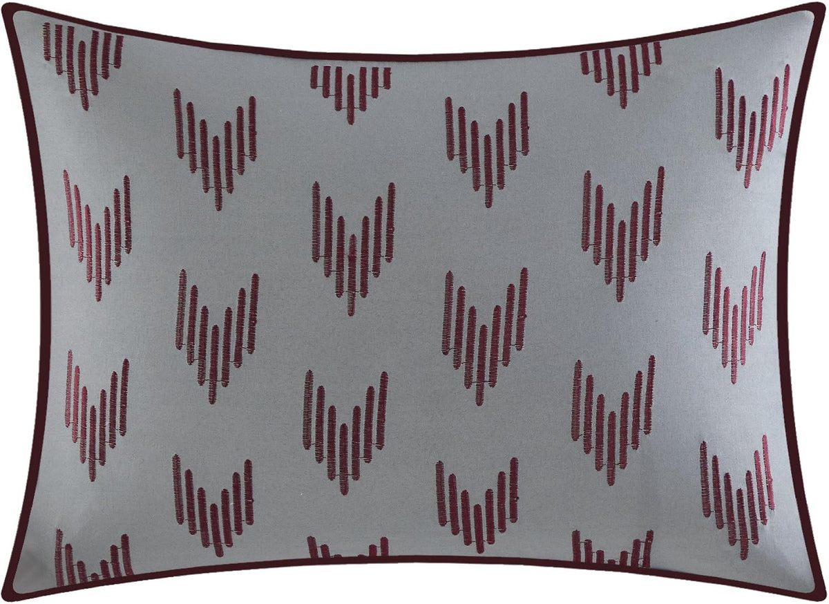 Chic Home Burgundy Bed in a Bag Comforter Set, Queen Size (10 Pieces), Ayelet - Color Block Stripe Premium Microfiber Bedding - Comforter, Flat & Fitted Sheet, Shams, Pillowcases & Decorative Pillows