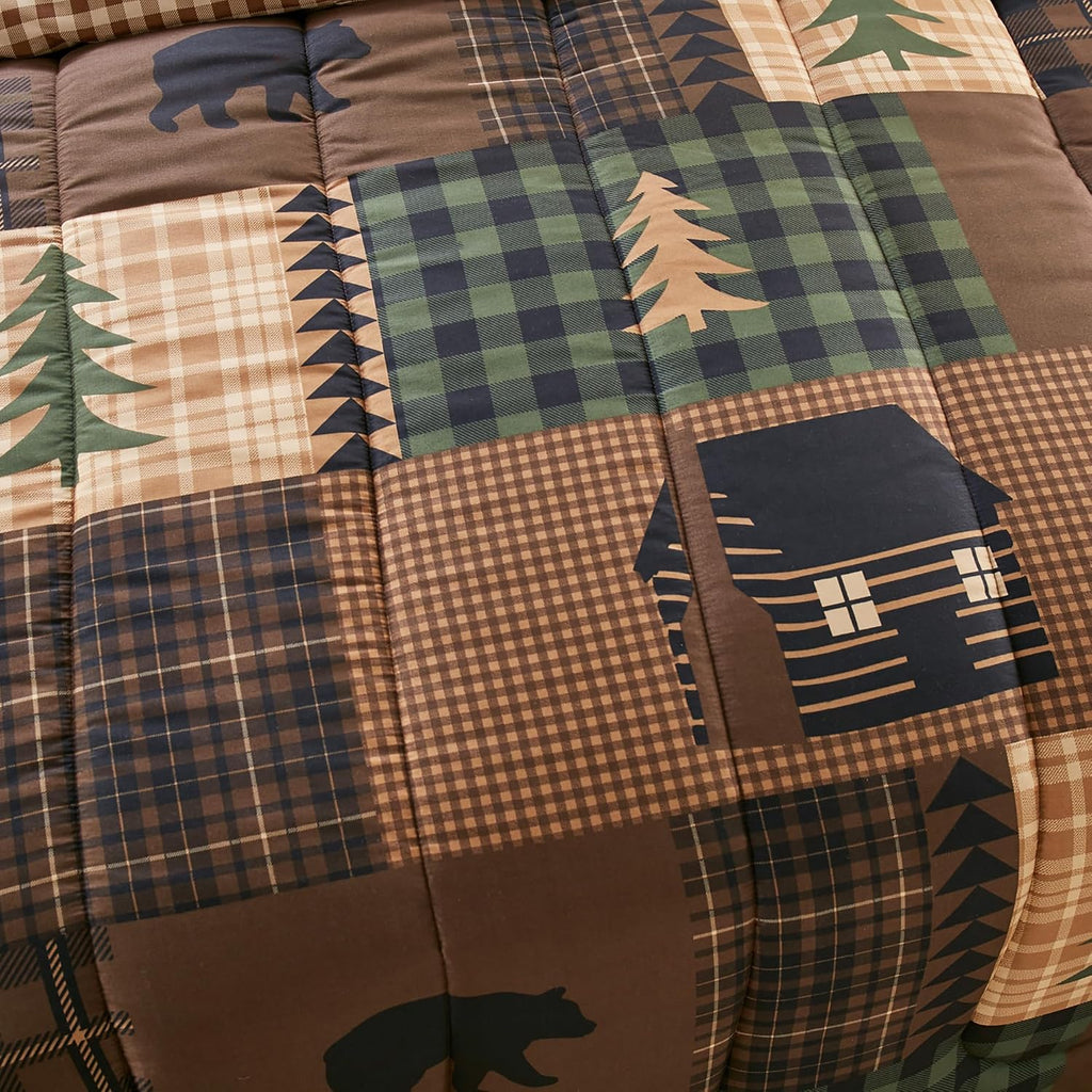 Donna Sharp Brown Bear Cabin-King Comforter Set, Measures 104 x 96, Includes 1 Comforter and 2 King Shams, Machine Washable