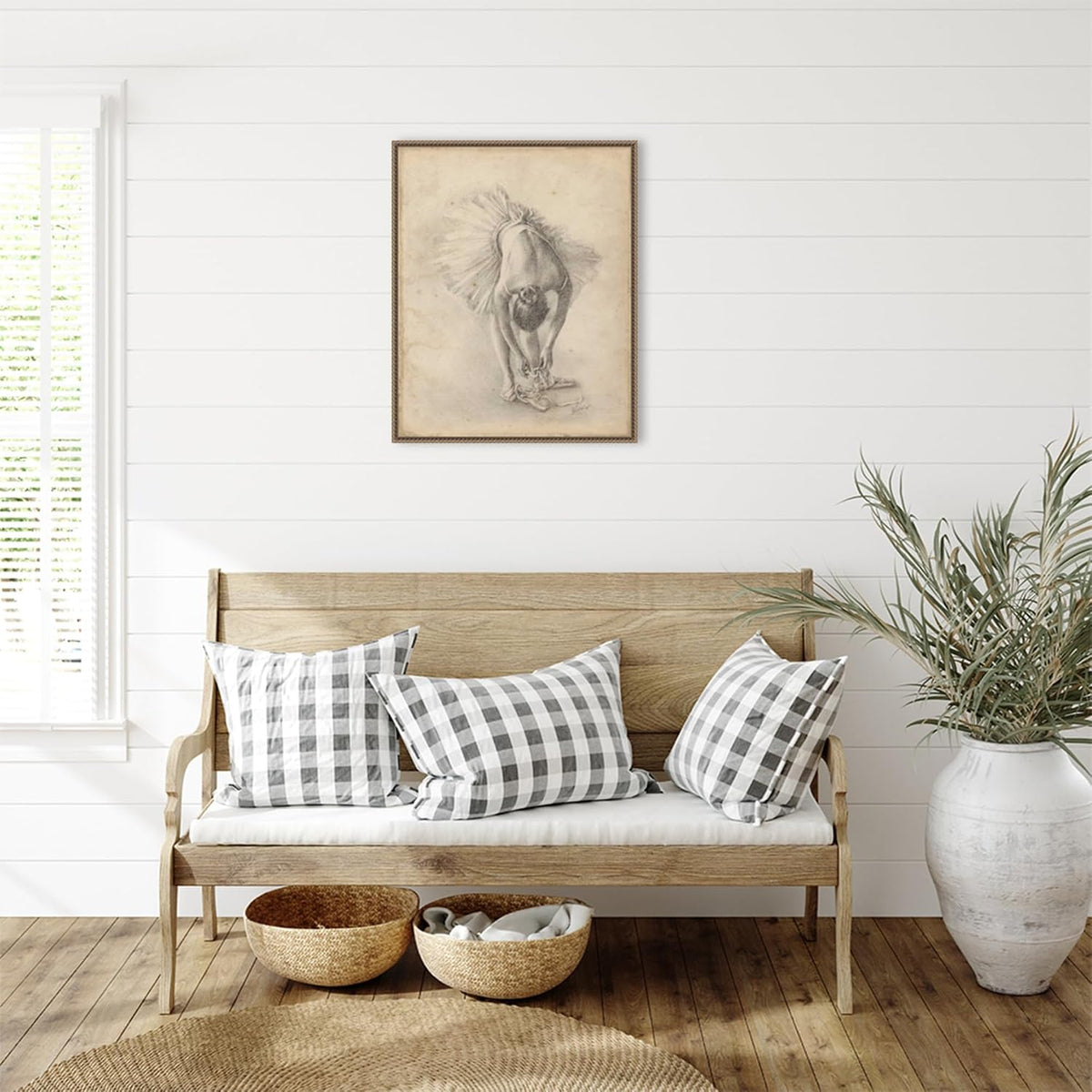 Amanti Art Framed Canvas Wall Art 28x23 Antique Ballerina Study I by Ethan Harper, Framed Wall Art Canvas, People Artwork, Traditional Decor, Medium Poster Painting for Living Room, Bedroom, Bathroom