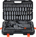 VEVOR Mechanics Tool Set, 253-Piece Mechanic Tool Kit, 1/4 in, 3/8 in, and 1/2 in Drive, SAE and Metric Socket Set, Wrenches, Screwdriver Bits, Accessories, and Storage Case, for Automotive Repair