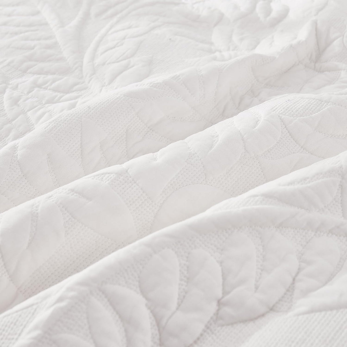 MarCielo 3-Piece 100% Cotton Oversized Bedspread Lightweight Quilt Coverlet Embroidery Farmhouse Bedding Set T0 (Bright White, Oversized King (118'x106'))