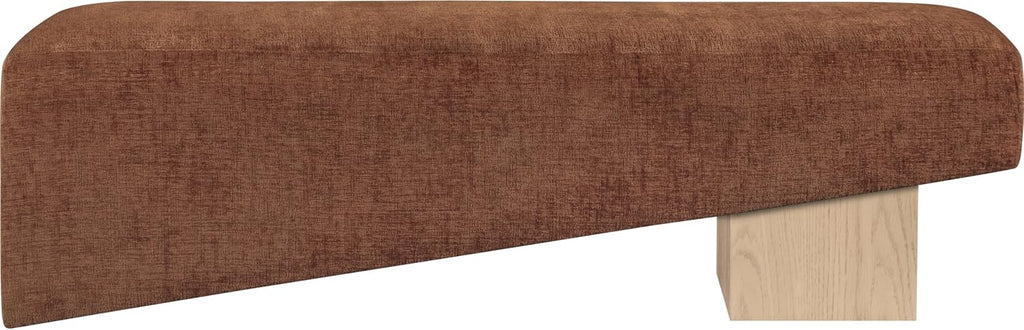 Meridian Furniture 22057Cognac Alora Collection Art Deco Bench with Soft Cognac Polyester Fabric, Natural Finish Solid Wood Frame, 60.5' W x 18' D x 18' H, Cognac