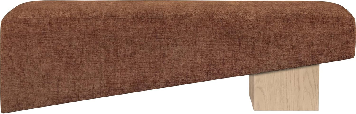 Meridian Furniture 22057Cognac Alora Collection Art Deco Bench with Soft Cognac Polyester Fabric, Natural Finish Solid Wood Frame, 60.5' W x 18' D x 18' H, Cognac