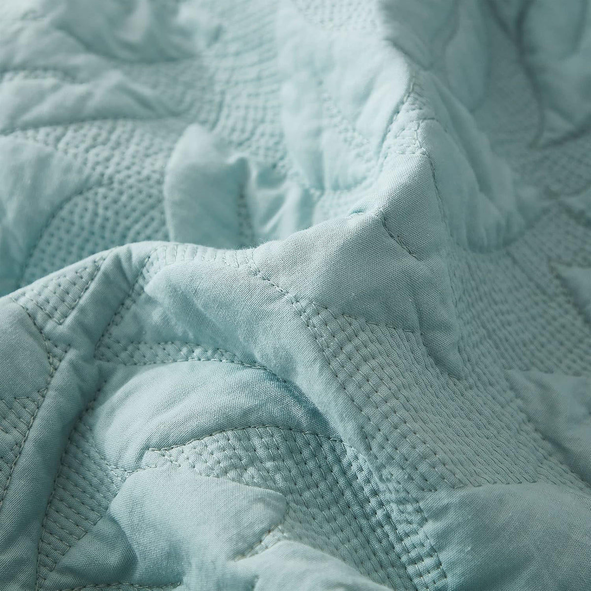 MarCielo 3-Piece 100% Cotton Oversized Bedspread Lightweight Quilt Coverlet Embroidery Farmhouse Bedding Set T0 (Aruba Blue, Oversized Queen (100'x106'))