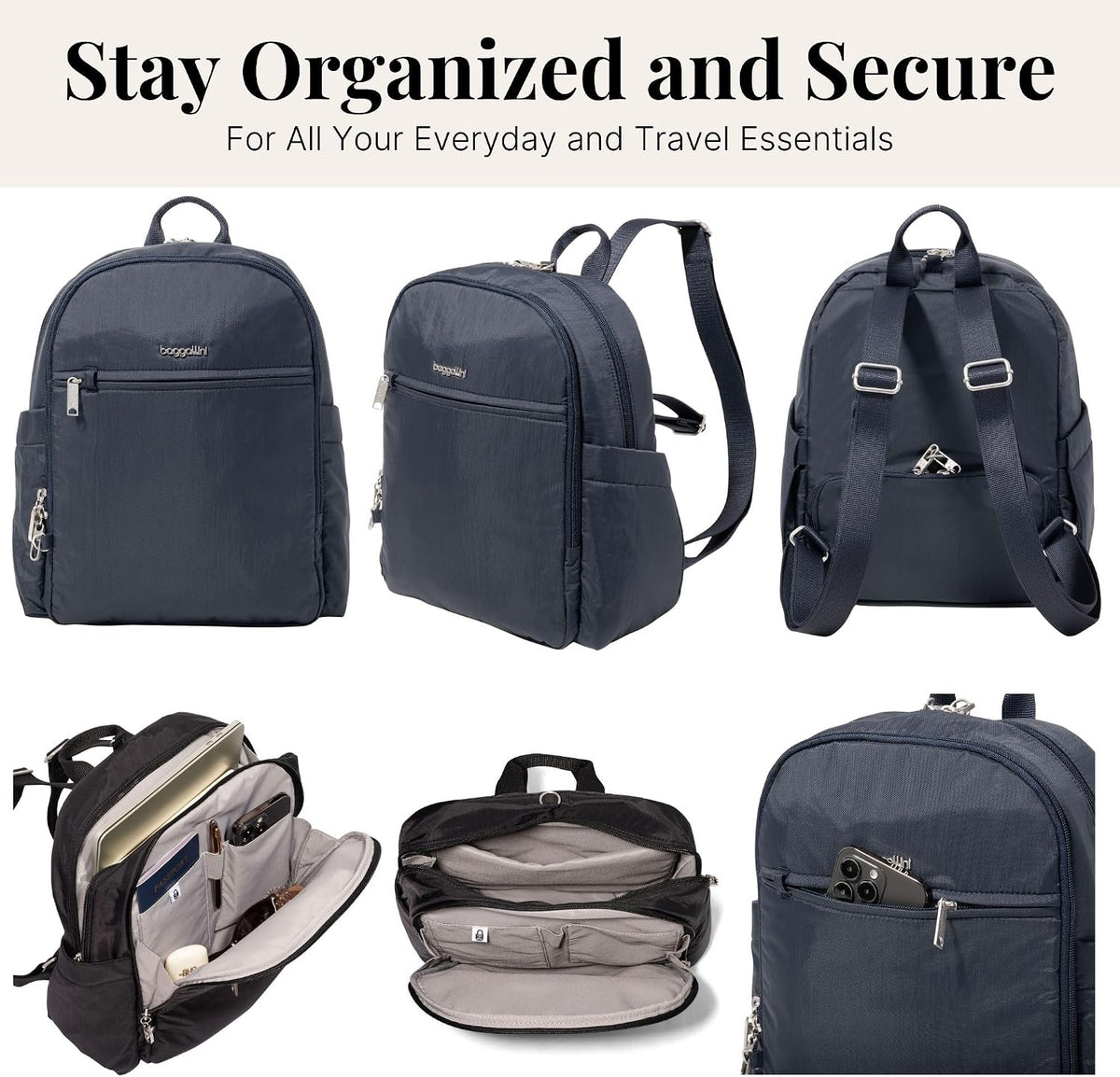 Securtex Anti-Theft Getaway Backpack - 9.4'x13'x5' Travel Safe Bag w/Locking Zippers, Slash-Resistant, RFID