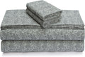 Tribeca Living Portuguese Cotton Flannel Sheets Queen Size - 170-GSM Deep Pocket Bed Sheet Set for Mattresses up to 21 Inches - 4 Piece Ultra-Soft Printed Bedding in Bella Grey