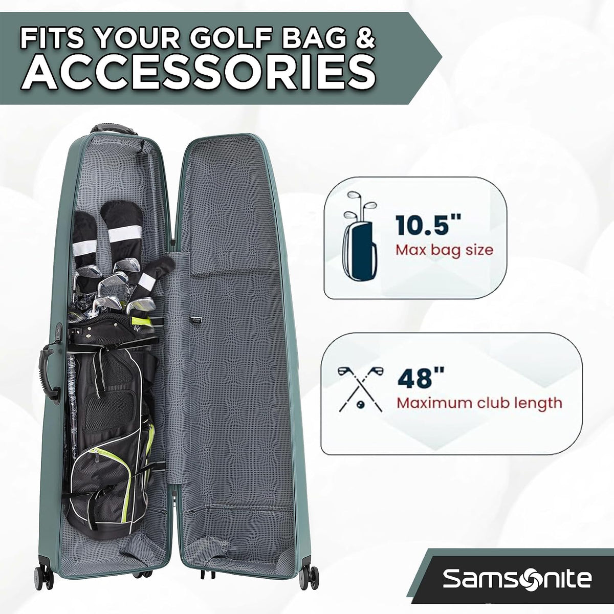 Samsonite Tour Deluxe Golf Hard Case Golf Travel Bag, Lightweight & Durable ABS Shell, 360 Degree Multi-Directional Wheels