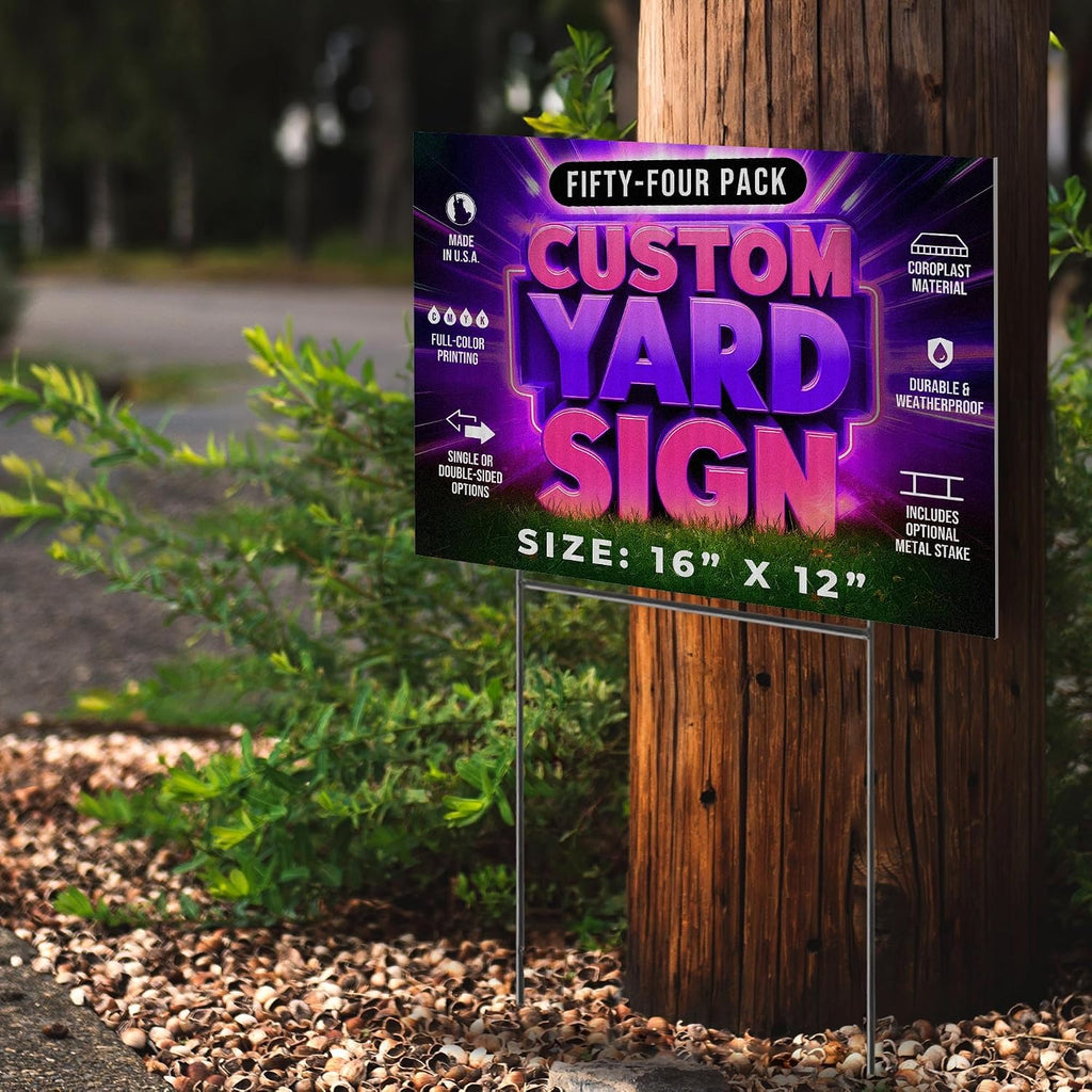 54 Pack, 16x12' Custom Yard Signs with Stakes, Personalized Double Sided Yard Signs Customizable Business Sign, Corrugated Lawn Sign for Outdoor