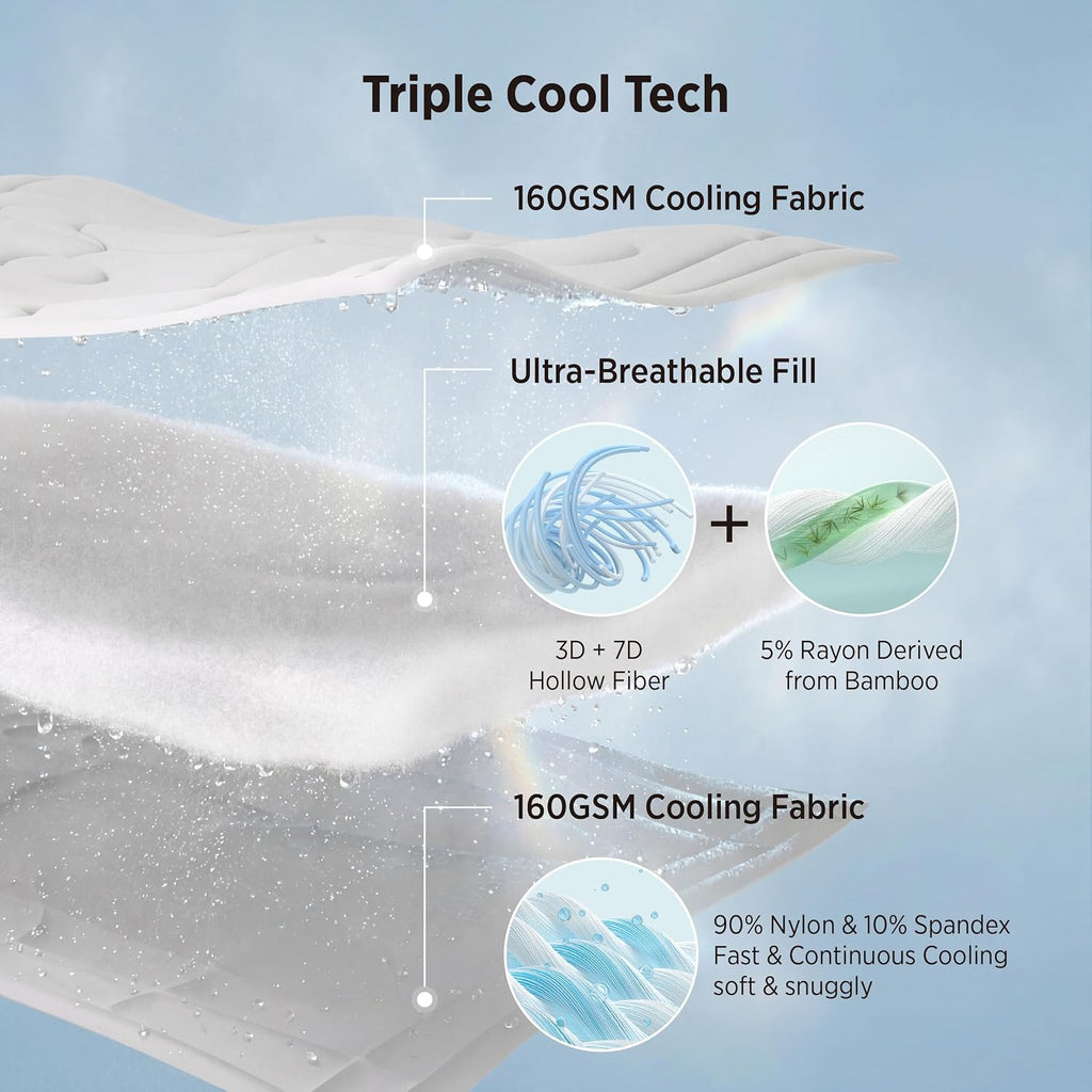 Bedsure Cooling Comforter Cal King - Cooling Blankets for Hot Sleepers, Lightweight Comforter for Summer with Dual-Sided Cool Tech, Soft Breathable Cold Blanket for Sleeping, Grey, 102x96 Inches