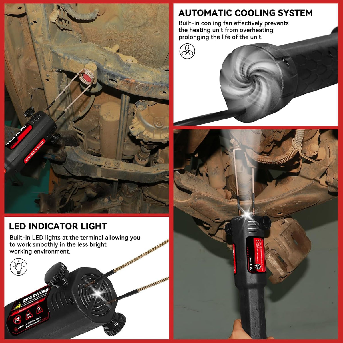 Induction Heater Bolt Removal, 1200W Induction Bolt Heater Tool with 8 Coils, Heat Stripped Bolt Remove for Rusted Nuts, Screws (Red)