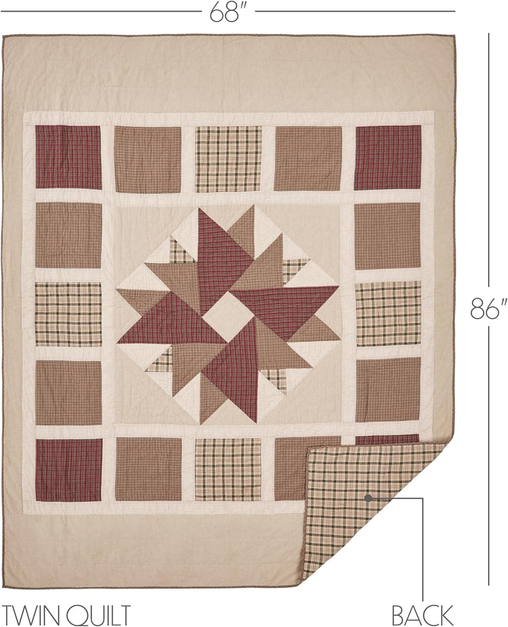 VHC Brands Cider Mill 3 Piece Quilt Set (1 Twin Quilt, 2 Standard Shams)