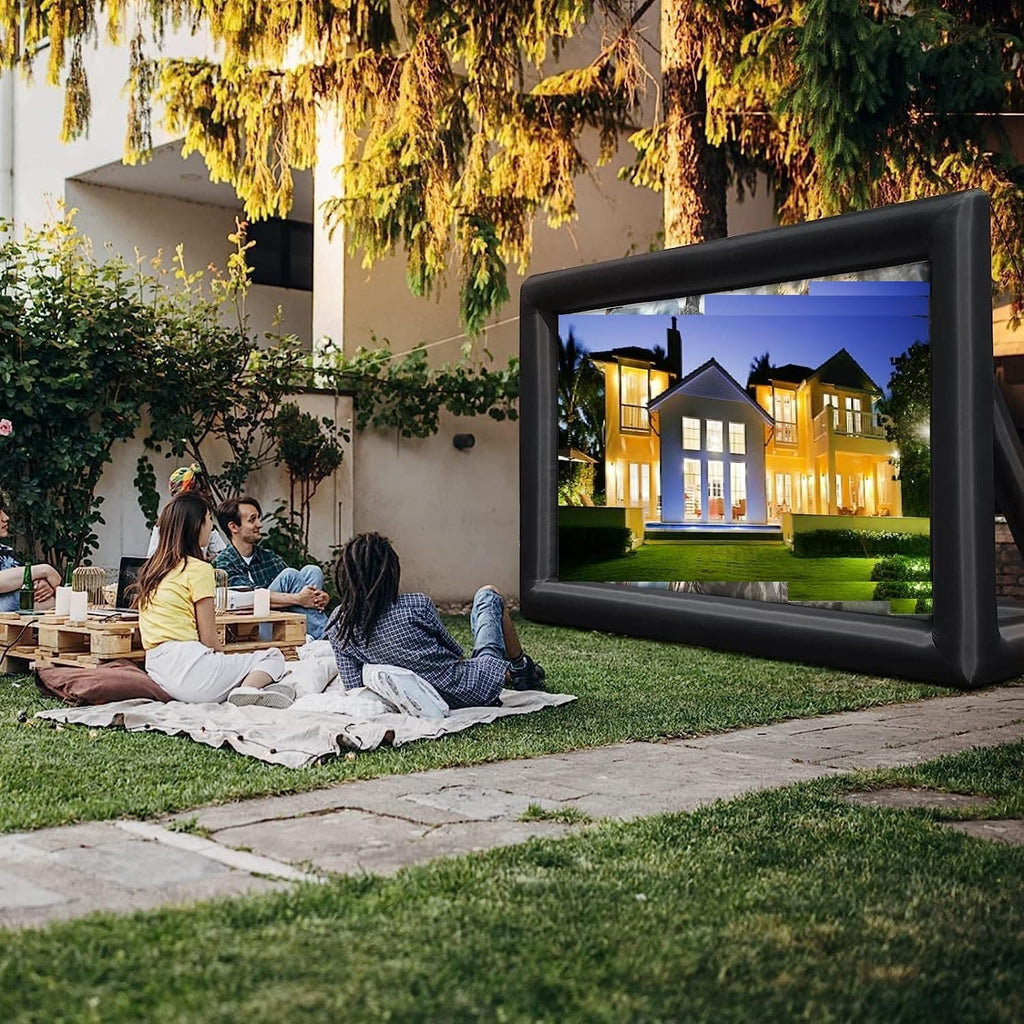 24FT Inflatable Cinema Screen IPX4,250W Turbo Blower & Geo-Anchor Spike System,Dual-View Projection (Front/Rear) with 92% NTSC Gamut for Drive-in Theaters, Sports Arenas, Camping Events