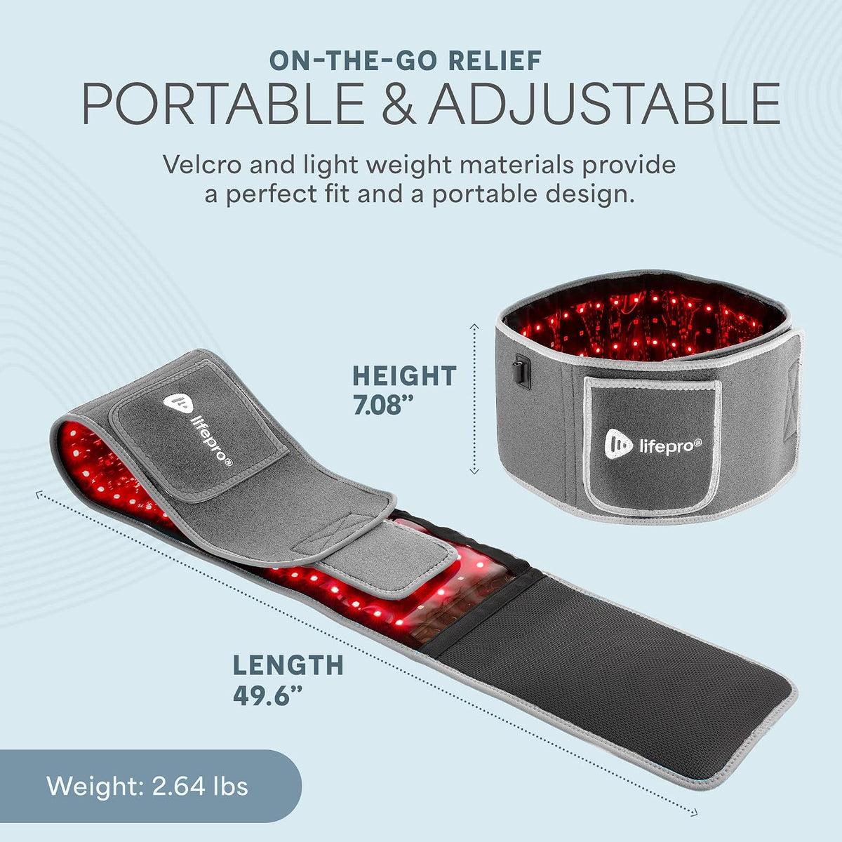 Lifepro Red Light Therapy Belt – Infrared Red Light Therapy for Body, Back Pain and Shoulder - 660nm & 850nm Near Infrared Heating Pad – Adjustable & Portable for Wellness & Relaxation
