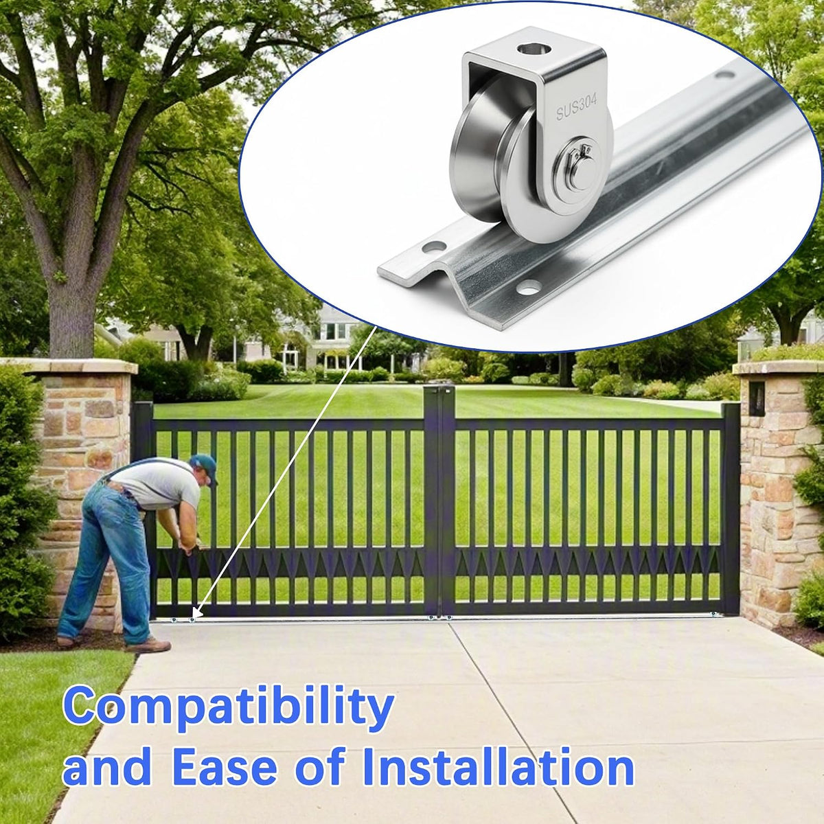 36 Ft V-Track Galvanized Inverted V Track with Hammer Drive in Anchors for Sliding Rolling Chain Rack Driveway Gate, Heavy Duty Sliding Driveway Gate Track