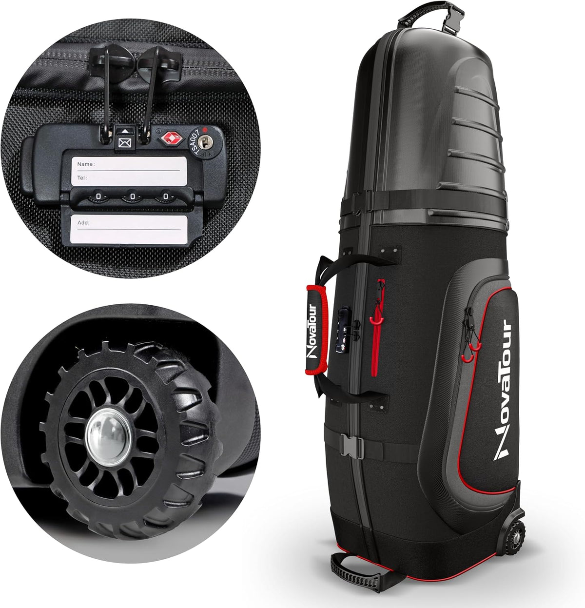 Golf Travel Bag for Airlines: Hard Case Top, Waterproof Zippers, 1680D Oxford Fabric, Built-in TSA Lock, Oversized Tank Wheels, Lightweight – Maximum Club Protection