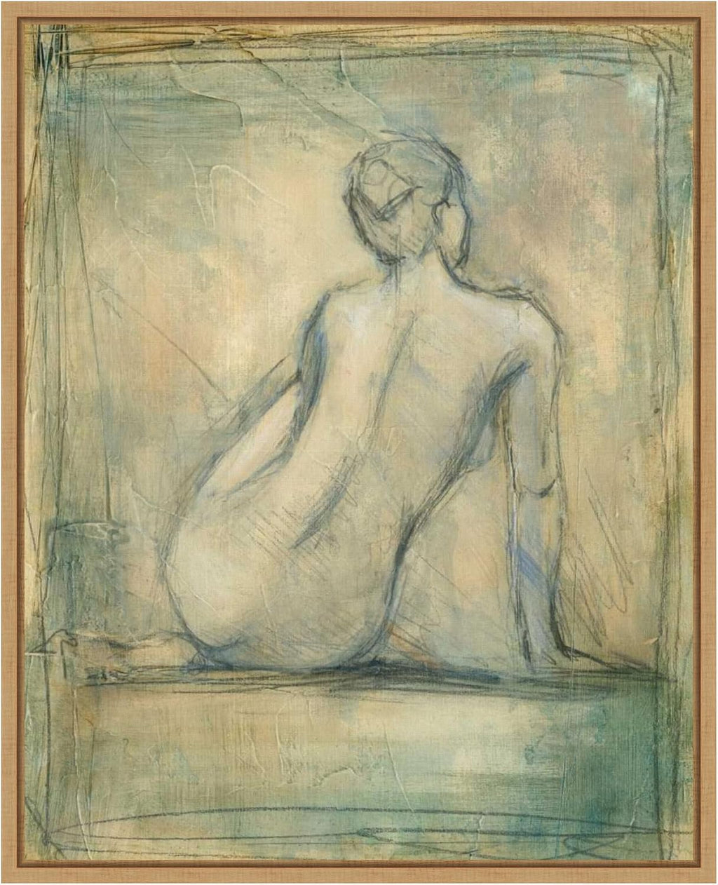 Amanti Art Framed Canvas Wall Art 28x23 Contemporary Figure Study I by Ethan Harper, Framed Wall Art Canvas, Abstract Artwork, Modern Decor, Medium Poster Painting for Living Room, Bedroom, Bathroom,