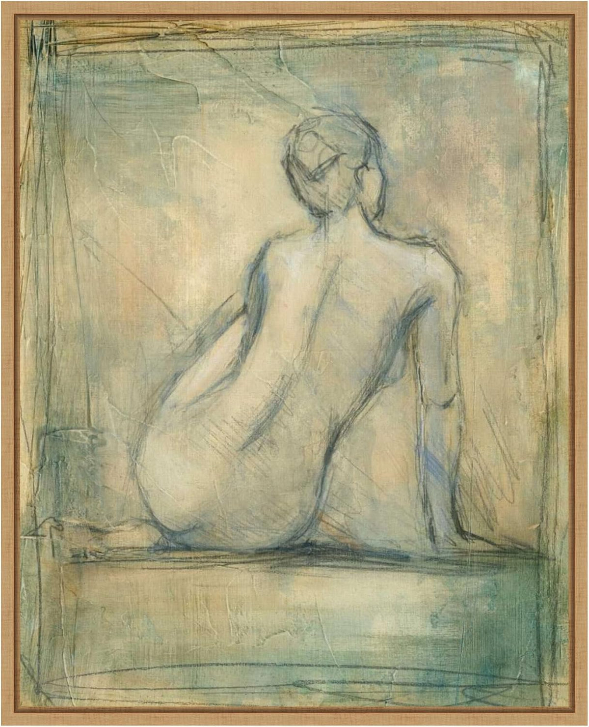 Amanti Art Framed Canvas Wall Art 28x23 Contemporary Figure Study I by Ethan Harper, Framed Wall Art Canvas, Abstract Artwork, Modern Decor, Medium Poster Painting for Living Room, Bedroom, Bathroom,