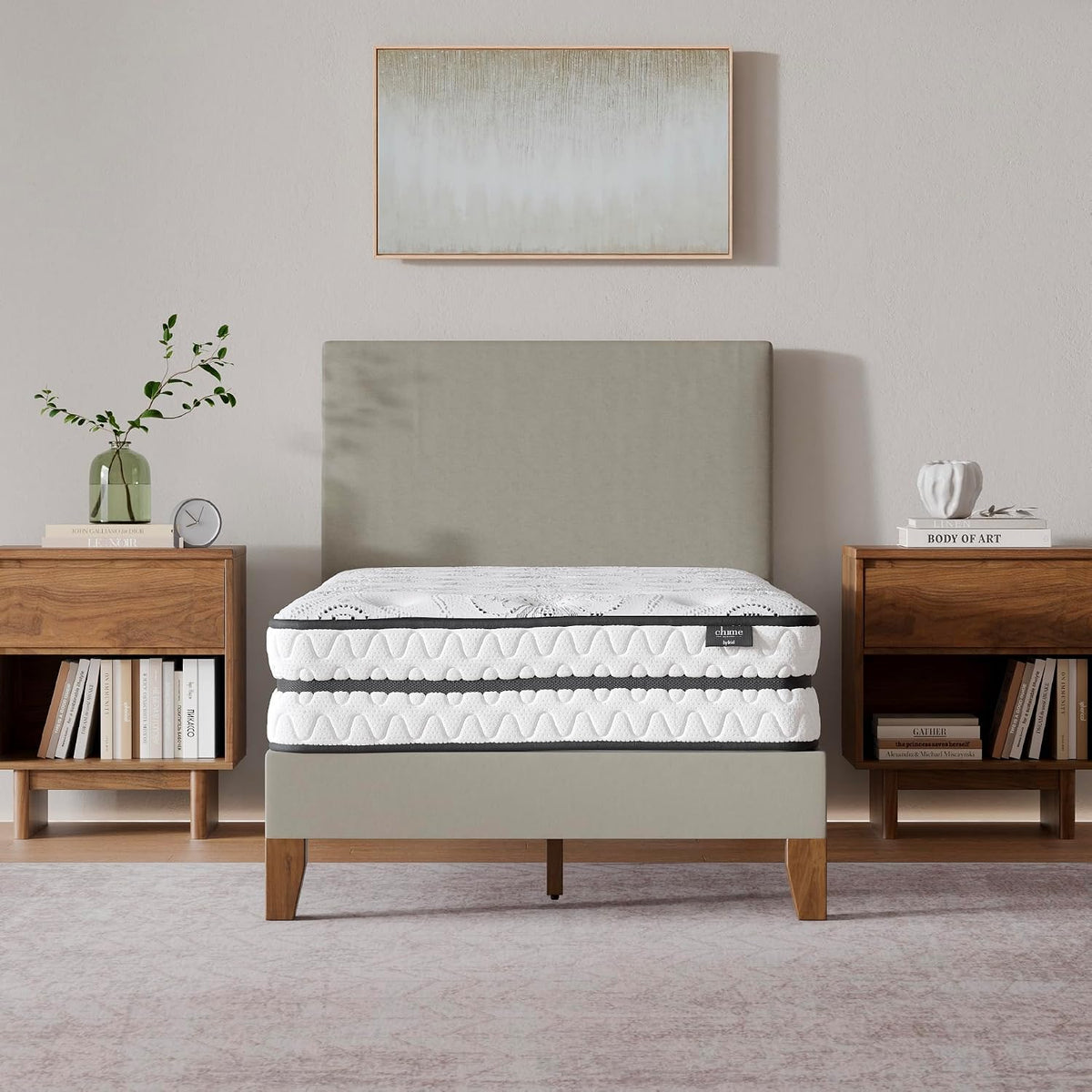 Signature Design by Ashley Twin Size Chime 10 Inch Medium Firm Hybrid Mattress with Cooling Gel Memory Foam for Pressure Relief, Fiberglass-Free, Mattress In A Box