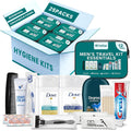 TrekTote Bulk Men's Travel Hygiene Kits Case Pack of 12 Piece Kits TSA Approved Travel Size Toiletry Kits with Toothbrush Toothpaste Deodorant Razor for Outreach Emergency Use