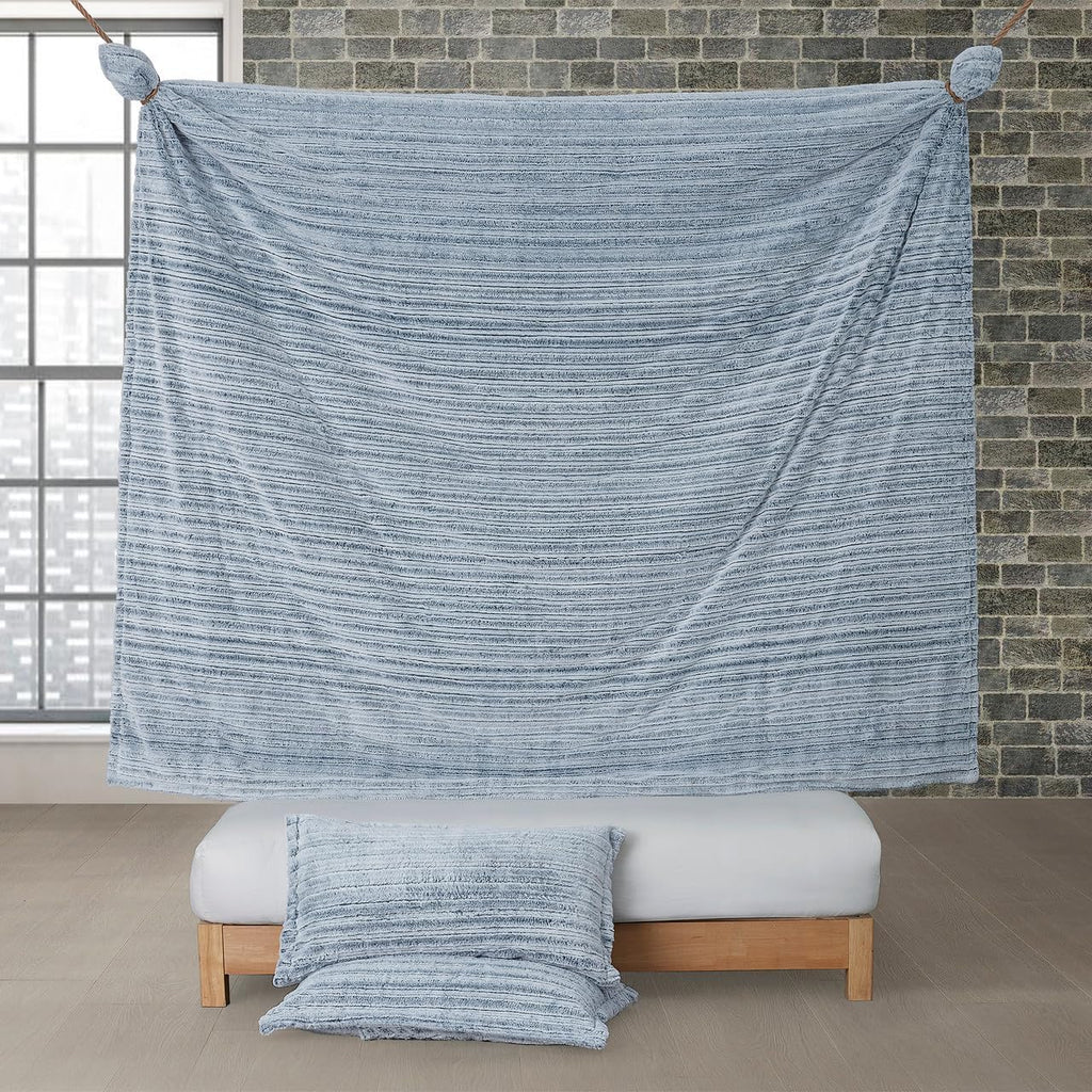 Softer Than Soft - Coma Inducer® Oversized King Comforter Set - Frosted Navy Stripe