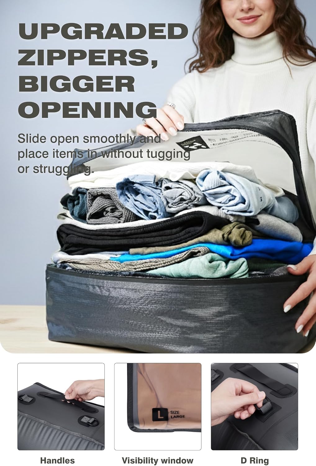 AirVault Reusable Vacuum Compression Travel Bag for Carry-On Suitcase and Backpack, Recycled IP67 Waterproof Space Saver Vacpack (41L (4-Pack))
