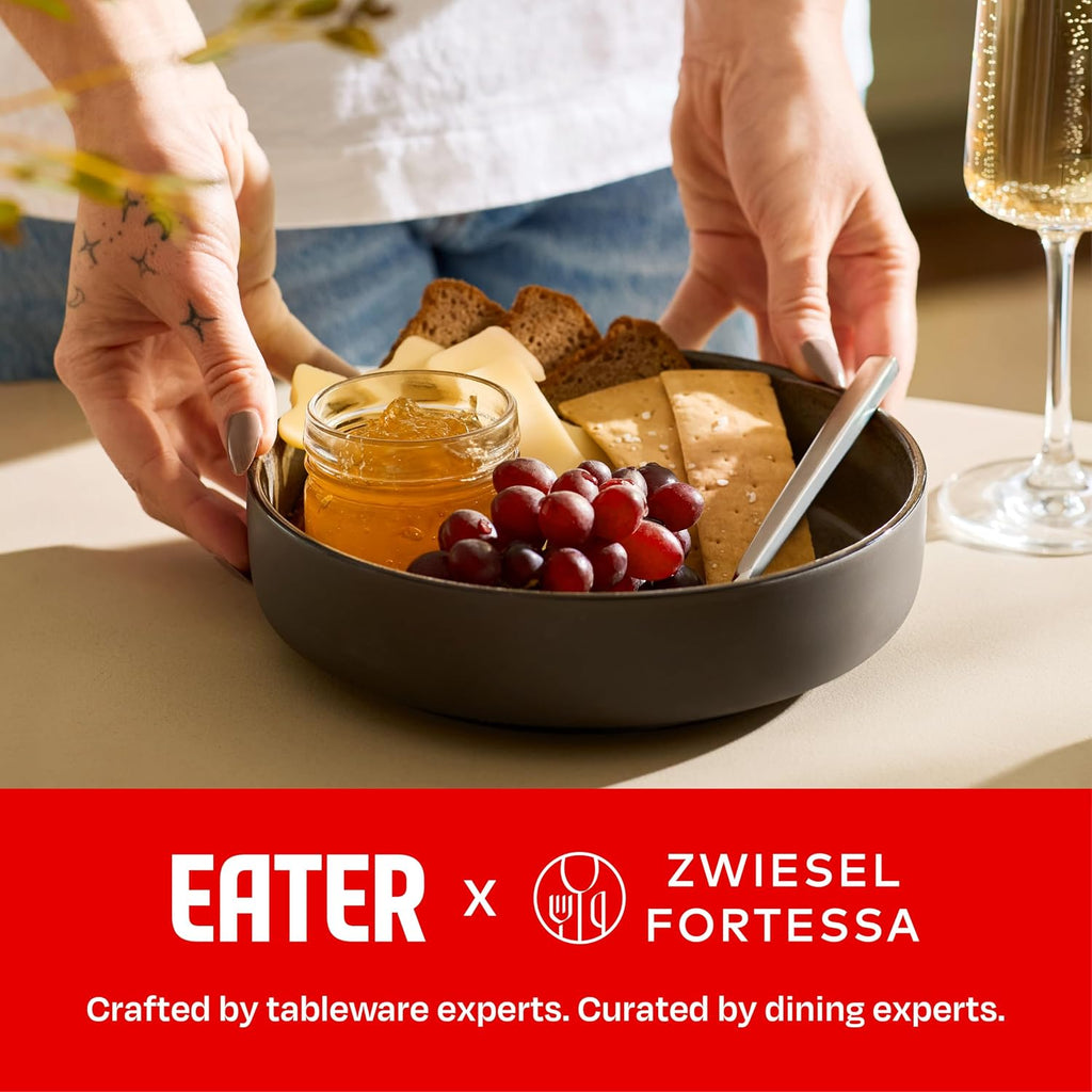 Eater x Zwiesel Fortessa Celestre Stoneware, 16 Piece Dinnerware Set (Service for 4), Borealis Silt