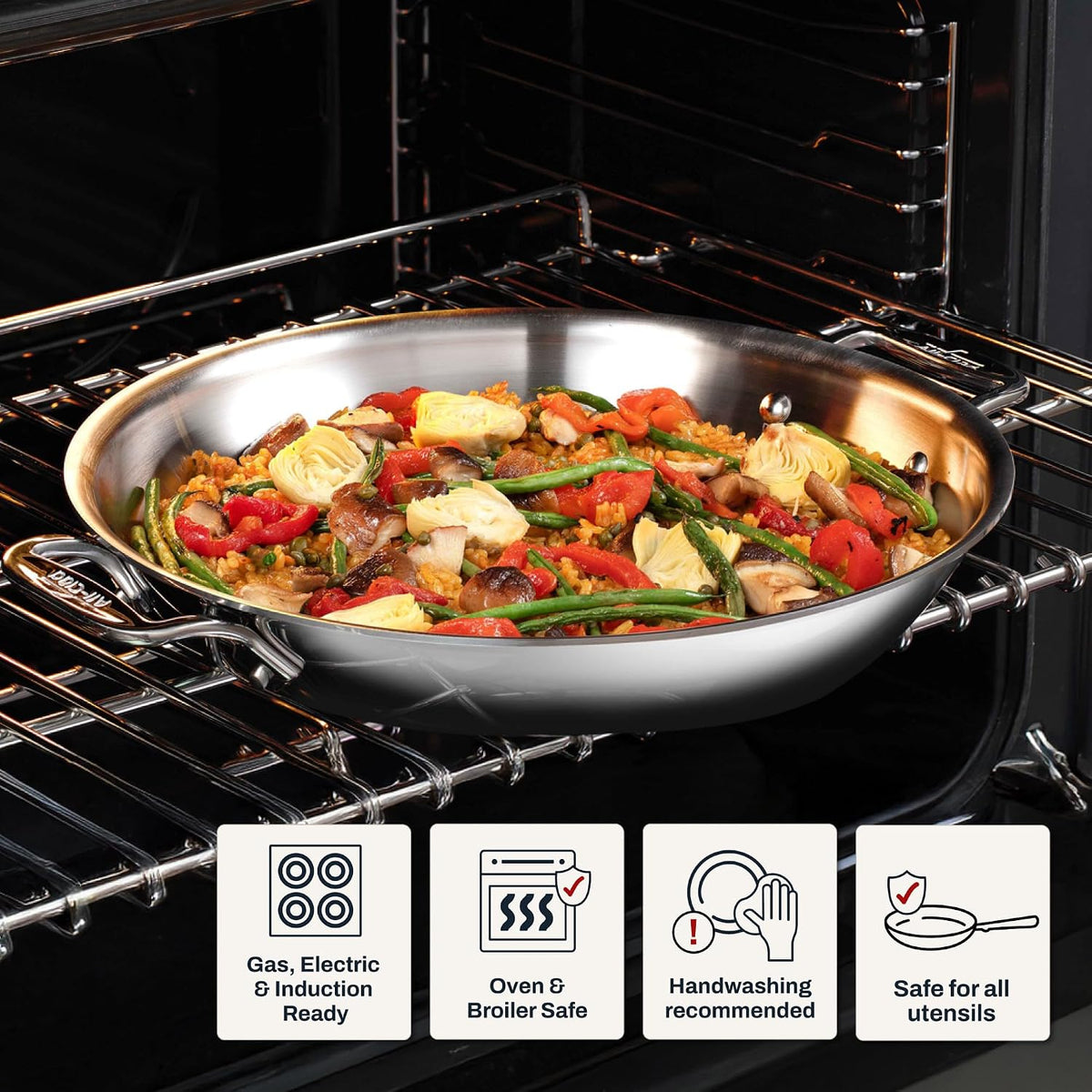 All-Clad D3® Stainless Steel Non Stick 3 Quart Braiser Pan- Made in the USA- The Original Bonded Professional Cookware- Oven Safe & Induction Compatible